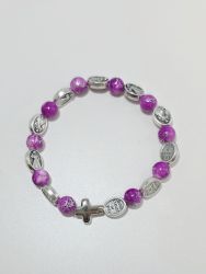 image:Image Náramek desátek Boží Milosrdenství - korálek růžový žíhaný