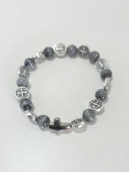 image:Image Náramek desátek sv. Benedikt - korálek šedivý žíhaný