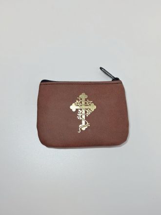 image:Image Pouzdro na růženec středně hnědé kříž s ratolestí