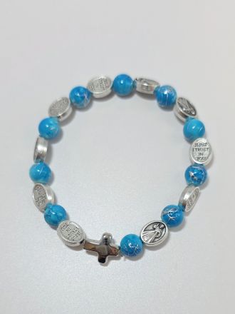 image:Image Náramek desátek Boží Milosrdenství - korálek tyrkysový žíhaný