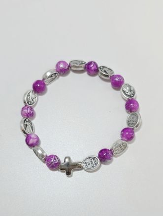 image:Image Náramek desátek Boží Milosrdenství - korálek růžový žíhaný