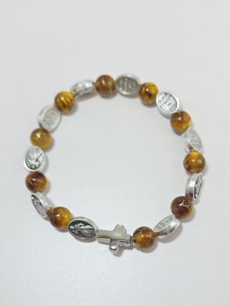 image:Image Náramek desátek Boží Milosrdenství - korálek medový žíhaný