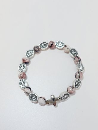 image:Image Náramek desátek Zázračná medailka - korálek starorůžový žíhaný