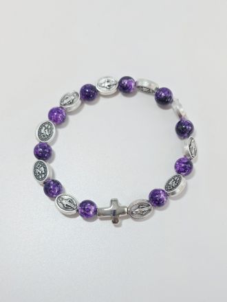 image:Image Náramek desátek Zázračná medailka - korálek fialový žíhaný