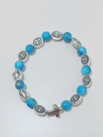 image:Image Náramek desátek Zázračná medailka - korálek tyrkysový žíhaný