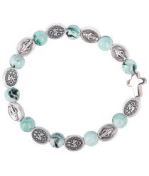 image:Image Náramek desátek Zázračná medailka - korálek světle zelený žíhaný