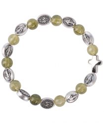 image:Image Náramek desátek Zázračná medailka - korálek olivově zelený žíhaný