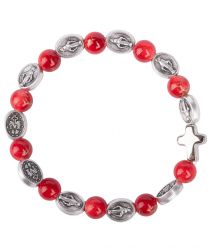 image:Image Náramek desátek Zázračná medailka - korálek červený žíhaný