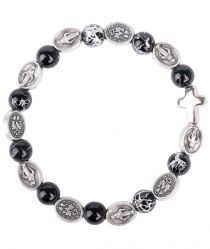 image:Image Náramek desátek Zázračná medailka - korálek černý žíhaný