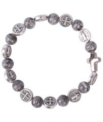 image:Image Náramek desátek sv. Benedikt - korálek šedivý žíhaný