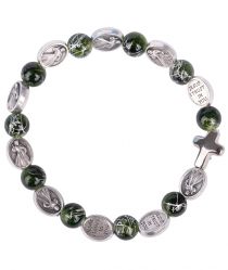 image:Image Náramek desátek Boží Milosrdenství - korálek tmavě zelený žíhaný