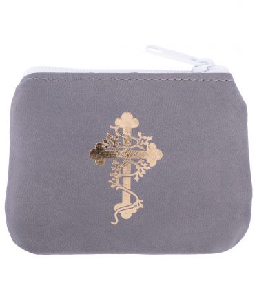 image:Image Pouzdro na růženec šedé kříž s ratolestí