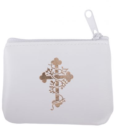 image:Image Pouzdro na růženec bílé kříž s ratolestí