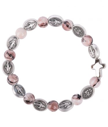 image:Image Náramek desátek Zázračná medailka - korálek starorůžový žíhaný