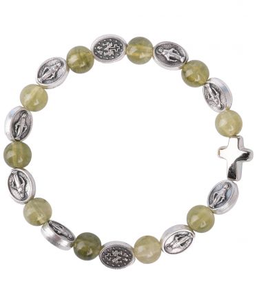image:Image Náramek desátek Zázračná medailka - korálek olivově zelený žíhaný