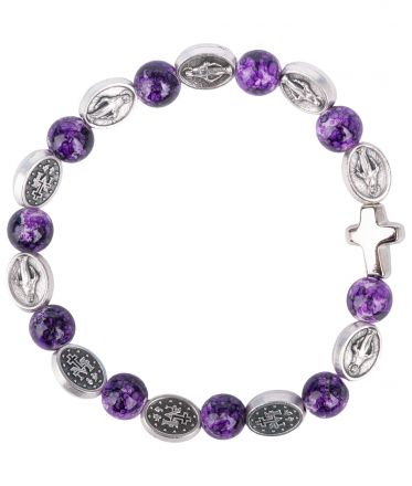 image:Image Náramek desátek Zázračná medailka - korálek fialový žíhaný