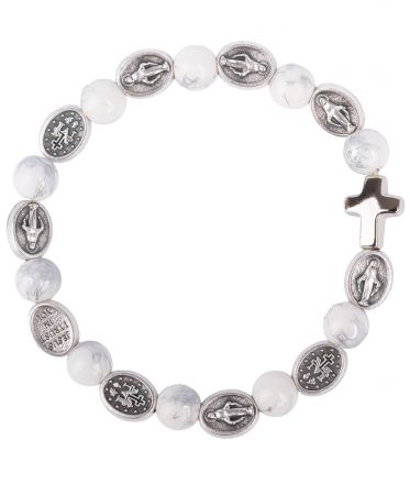 image:Image Náramek desátek Zázračná medailka - korálek bílý žíhaný