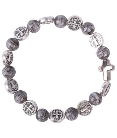 image:Image Náramek desátek sv. Benedikt - korálek šedivý žíhaný