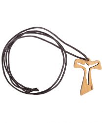 image:Image Křížek TAU z olivového dřeva se šňůrkou, světlý