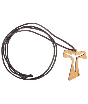 image:Image Křížek TAU z olivového dřeva se šňůrkou, světlý