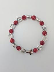 image:Image Náramek desátek Boží Milosrdenství - korálek červený žíhaný