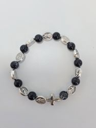 image:Image Náramek desátek Boží Milosrdenství - korálek černý žíhaný