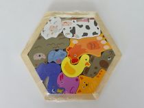 image:Image Puzzle - zvířátka z farmy dřevěná (šestihran/větší)