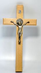 image:Image Kříž na zeď - světlý, zkosené hrany, medailka Benedikt 20,5cm