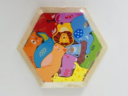 image:Image Puzzle - zvířátka ZOO dřevěné (šestihran/větší)