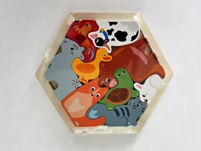 image:Image Puzzle - zvířátka z farmy dřevěná (šestihran/menší)