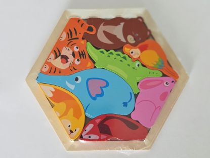 image:Image Puzzle - zvířátka ze ZOO dřevěná (šestihran/menší)