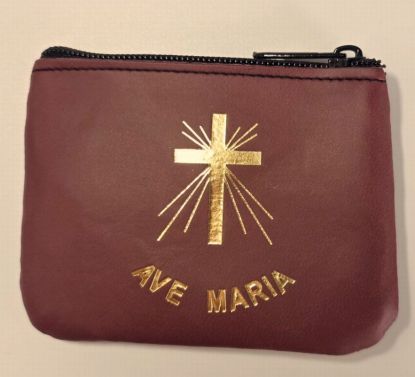 image:Image Pouzdro na růženec - tmavě červené AVE MARIA