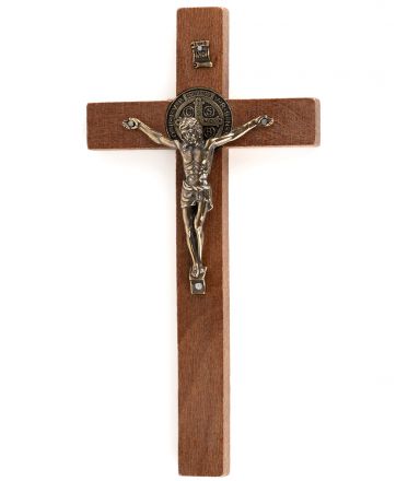 image:Image Kříž na zeď - tmavý, medailka Benedikt 20 cm
