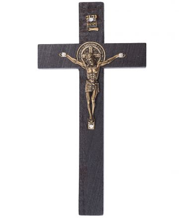 image:Image Kříž na zeď - tmavý, medailka Benedikt 16 cm
