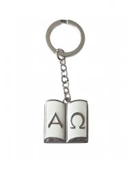 image:Image Přívěšek na klíče kniha Alfa+Omega 3,2 x 3 cm